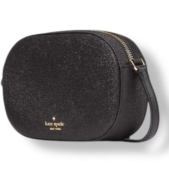 Kate Spade 🪢 NWT Glitter Black Oval Camera Crossbody Bag - Picture 3 of 9